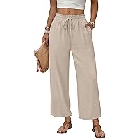 Sampeel Wide Leg Linen Pants Woman Palazzo Trousers for Women with